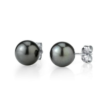 Details about   New Classic Natural Round Tahitian Gray Pearl Earrings 14k Yellow Gold 